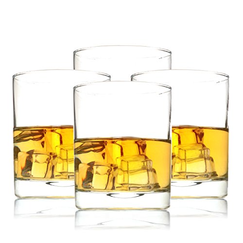 liguan Old Fashioned Whisky Glasses for Wine, Scotch, Cocktails, Juice, and Water, Set of 4, 12 oz