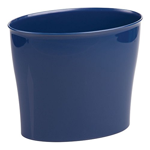 iDesign Nuvo Plastic Waste Basket, Trash Can for Bathroom, Kitchen, Office, Bedroom, 11.5" x 6.78" x 10", Navy Blue - Click to Buy
