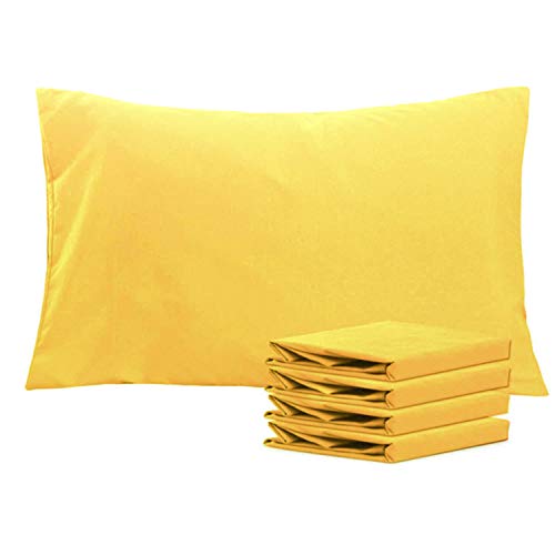 NTBAY Queen Pillowcase Set - 4 Pack Brushed Microfiber 20x30 Pillowcases - Soft, Wrinkle-Free, Fade-Resistant, Stain-Resistant, Yellow Pillowcases with Envelope Closure - 20x30 Inches, Yellow