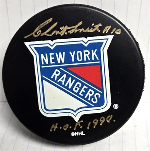 Clint Smith Signed Hockey Puck - Retro inscribed HOF 1990 - Autographed NHL Pucks - Click to Buy