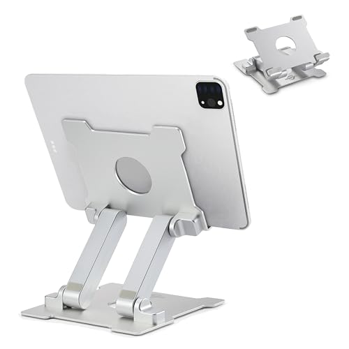 KABCON Quality Tablet Stand,Adjustable Foldable Eye-Level Aluminum Solid Up to 15-in Tablets Holder for Microsoft Surface Series Tablets,iPad Series,Samsung Galaxy Tabs,Amazon Kindle Fire,Etc.Silver - Click to Buy