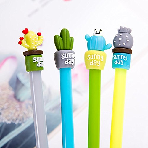 4PC Cartoon Cactus Gel Black Pens Kawaii Pens Cute Office Stationery Student Gift - Click to Buy
