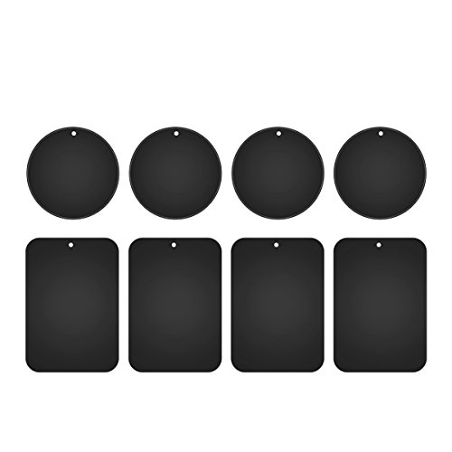 Nekteck Metal Plates for Magnetic Car Mount, Replacement Metal Plates with Strong Adhesive for Magnetic Air Vent Phone Car Mount Holder,GPS Holder, 4 Rectangulars and 4 Rounds, 8 Pack, Black - Click to Buy