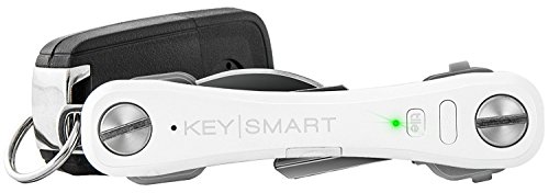 KeySmart Pro - Compact Key Holder w LED Light & Tile Smart Technology, Track your Lost Keys/Phone w Bluetooth, White