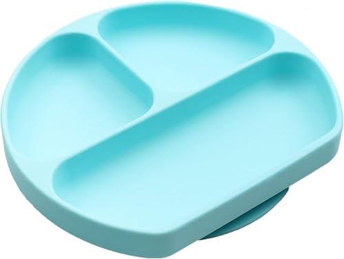 Silikong Suction Plate for Toddlers | BPA Free, 100% Food-Grade Silicone | Microwave, Dishwasher and Oven Safe | Stay Put Divided Baby Feeding Plates - Click to Buy