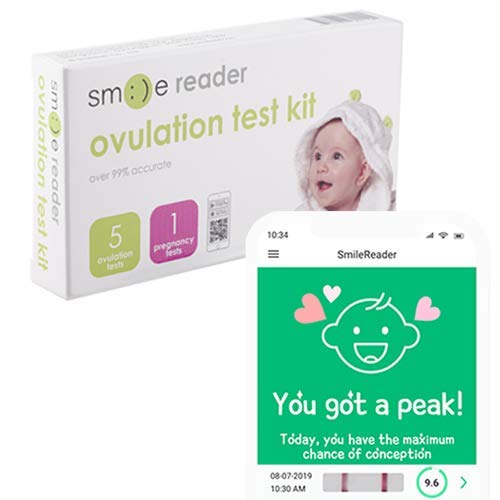 SmileReader Ovulation Test Strips with Fertility Tracking App (5 LH + 1 hCG) - Click to Buy