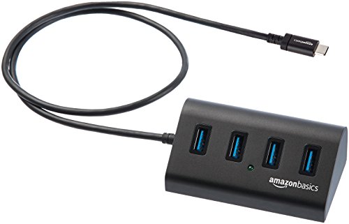 AmazonBasics L6LUD019-CS-R USB 3.1 Type-C to 4-Port Aluminum Hub, Black - Click to Buy