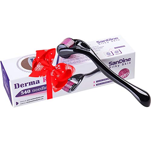 Microneedle Skin Roller - 540 Micro Needle Skin Care System - Ideal to Keep Your Skin Young and Radiant - Titanium for Silky Smooth and Beautiful Skin - Includes FREE E-Book - By Sandine (0.25mm) - Click to Buy
