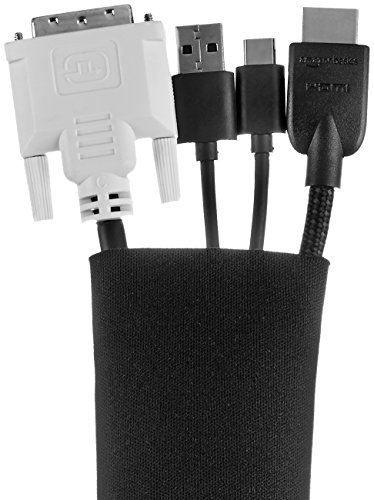 Amazon Basics Wire Cable Management Sleeve Cover Organizer - Zipper, 40-Inch, Black, 2-Pack - Click to Buy