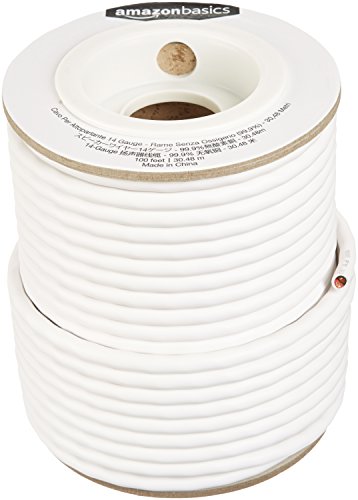 Amazon Basics 14-Gauge Audio Speaker Wire Cable - 99.9% Oxygen-Free Copper, 100 Feet White - Click to Buy