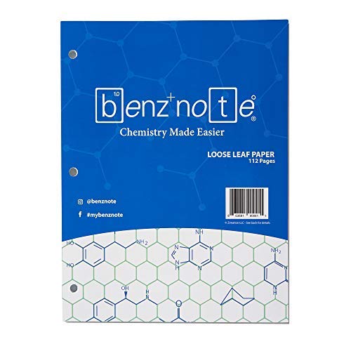 BENZNOTE, Loose Leaf Filler Paper, for Organic and Bio Chemistry, 8-1/2" x 11", Hexagonal Graph Rule, Green Lined, 3-Hole Punched, 112 Pages - Click to Buy