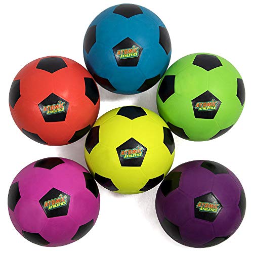 K-Roo Sports Atomic Athletics Neon Rubber Playground Balls - 6 Pack of Regulation Size, includes Pump & Storage Bag - Soccer Ball - Click to Buy