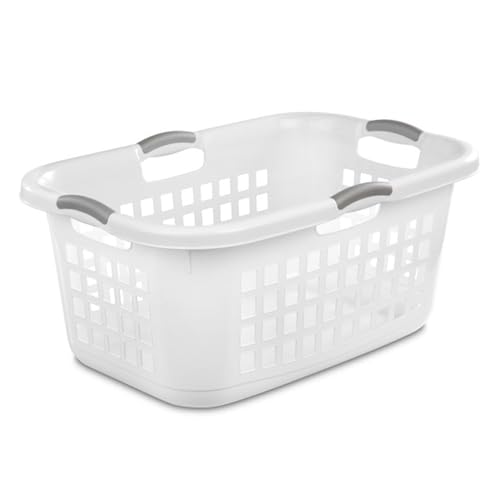 Sterilite 6 Pack Plastic Laundry Basket Clothes Hamper, 2 Bushel, Ultra, White - Click to Buy