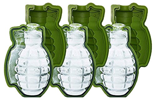 MoldFun 3-teilige 3D-Granaten-Eiswürfel-Eiswürfelform, lebensgroß, Handgranate, Whisky-Eiskugelform, ein tolles Geschenk für Männer, Militär-Fans - Click to Buy