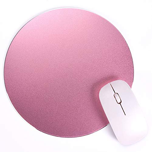 Round Mouse Pad LoiStu Round Aluminum Alloy Mouse Pad Winter and Summer Dual-Use Waterproof Antiski Matte Metal/High-Grade PU Leather Mouse Pad (Rose Gold) - Click to Buy