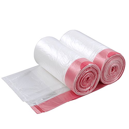 Jekiyo 5 Gallon Clear Drawstring Trash Bags, 2 Rolls/120 counts - Click to Buy