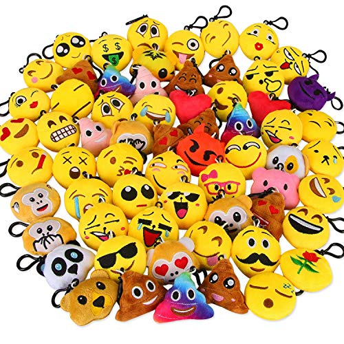 Dreampark Emotion Keychain Mini Plush Pillows, Kids Party Supplies (64 Pcak)