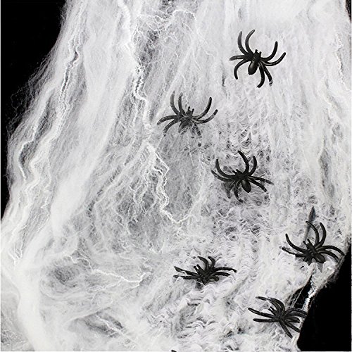 Halloween Stretch Spider Webs Indoor & Outdoor Spooky Spider Webbing with 50 Fake Spiders for Halloween Decorations