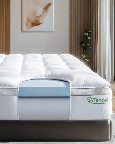 ViscoSoft 4-Inch Cal King Dual Layer Gel-Infused Memory Foam Mattress Topper - Includes Quilted, Down-Alternative Pillow Top Cover - Click to Buy