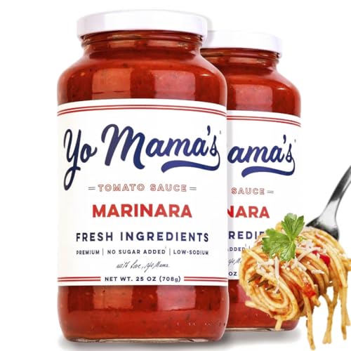Marinara Tomato Sauce for Pasta, Pizza, and Spaghetti by Yo Mama's Foods - Pack of (2) – No Sugar Added, Gluten Free, Preservative Free, Keto & Paleo Friendly, and Made with Whole, Non-GMO Tomatoes! - Click to Buy