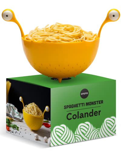 OTOTO Spaghetti Monster - BPA-Free Plastic Colander for Draining Pasta, Rice, Vegetables and Fruits - 19 x 21 cm Pasta Drainer - Rice and Pasta Colander Dishwasher Safe - Click to Buy