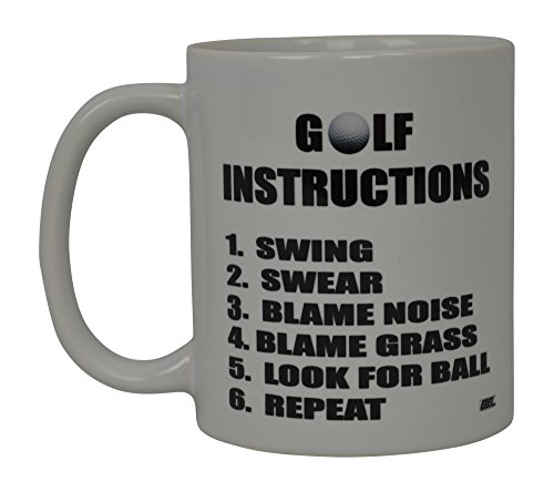 Rogue River Tactical Best Funny Golf Coffee Mug Golf Instructions Novelty Cup Joke Great Gag Gift Idea For Office Work Adult Humor Employee Boss Golfers - Click to Buy