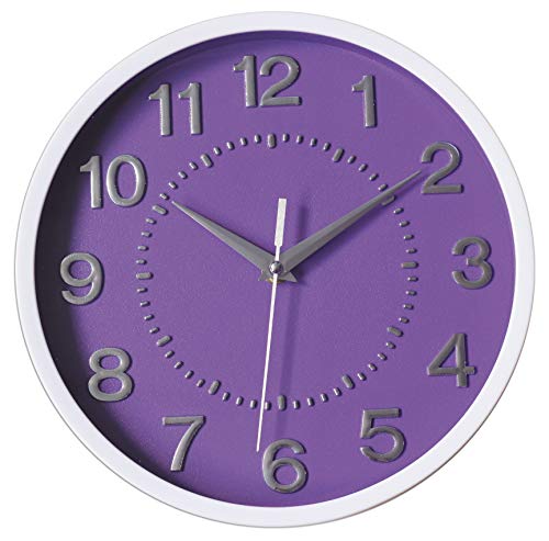 SAC SMARTEN ARTS Decor Silent Wall Clock 10 Inches 3D Numbers Non-Ticking Decorative Wall Clock Battery Operated Round Easy to Read for School/Home/Office/Hotel - Click to Buy
