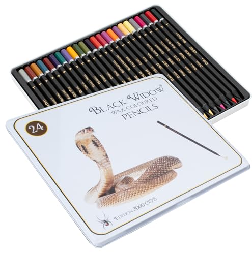 Black Widow Colored Pencils For Adults - 24 Coloring Pencils With Smooth Pigments - Best Color Pencil Set For Adult Coloring Books And Drawing - Click to Buy