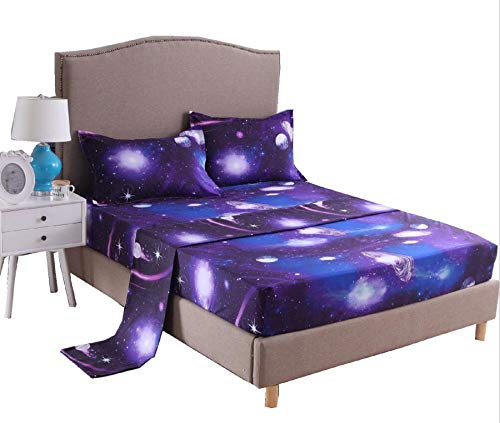 A Nice Night Galaxy 3D Printing Bed Sheet Bedding Set, 100% Soft Microfiber Fitted Sheet (Full, 07)