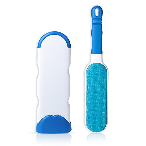 Pet Hair Remover Brush - Fur & Lint Removal Brush with Self-Cleaning Base - Double-Sided Dog & Cat Hair Remover for Furniture, Couch, Carpet, Clothing - Click to Buy