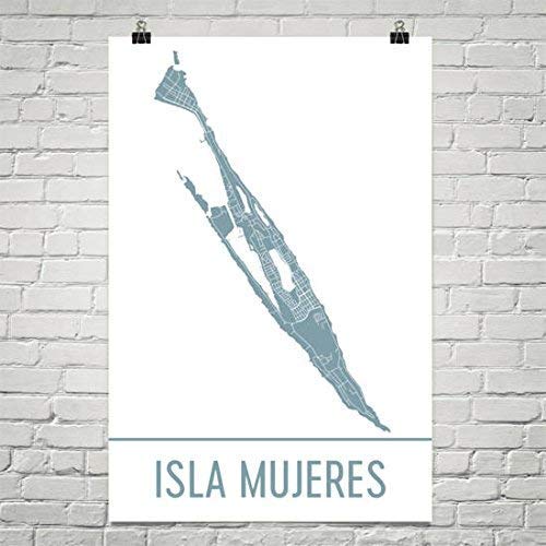 Isla Mujeres Map, Isla Mujeres Art, Isla Mujeres Print, Isla Mujeres Mexico Poster, Cancun, Mexican Gifts, Map of Mexico, Poster, Wedding Poster 24"x36"