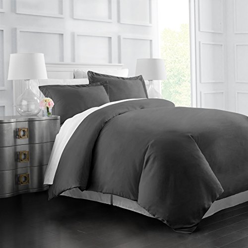 Egyptian Luxury Soft Brushed 1500 Series Microfiber Duvet Cover Set - Hotel Quality & Hypoallergenic with Zippered Closure & Matching Shams - King/California King - Gray