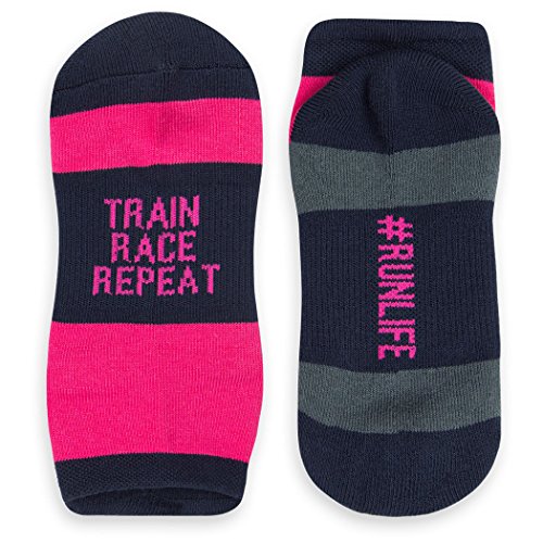Gone For a Run Inspirational Ankle Socks for Women - Affirmation - Fun Running Socks - Runners Gifts & Motivation, Train Race Repeat (Pink/Navy), One Size - Click to Buy