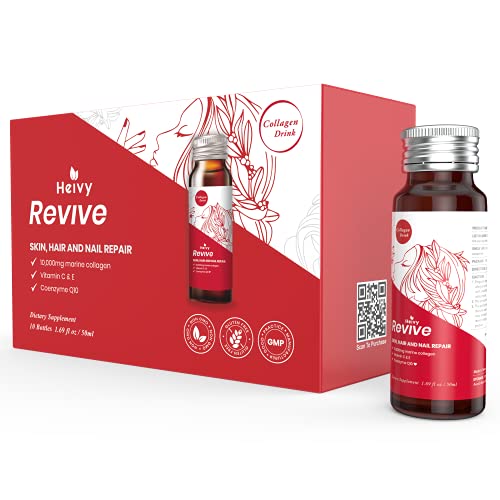 Heivy Liquid Collagen for Women, Collagen Drink with 10,000mg Marine Collagen Peptides, Collagen Liquid for Women for Hair Growth, Skin Repair, Nail Strength, 1.69 Fl Oz (Pack of 10) - Click to Buy
