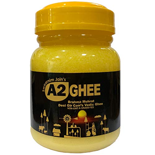 Gir Cow A2 Ghee 16.9oz - Swaarnim Jains’ A2 Brahma Muhurta Ghee 500ml - Probiotic Properties - 0% Trans Fat - Grass-Fed - Non-GMO - Made in Brahma Muhurta - Pure & Purifying - Click to Buy