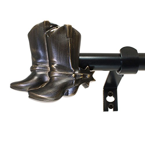 Decopolitan Cowboy Boots 5/8" Curtain Rod Set, 26 to 48 Inches, Black Oil - Click to Buy