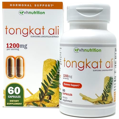 VH Nutrition TONGKAT ALI | Extra Strength Hormone Support for Men* | 200 to 1 Blend Standardized Eurycoma Longifolia (LongJack) Extract Powder | 60 Capsules
