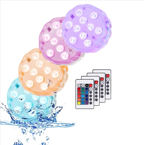 Huakway Remote Controlled Submersible Lights, 16 Multi-Colors 4 Modes LED Lights with Battery Powered (4-Pack) - Click to Buy