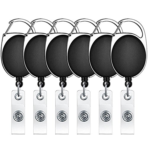 Selizo Retractable Badge ID Card Holders with Carabiner Reel Clip (6) - Click to Buy
