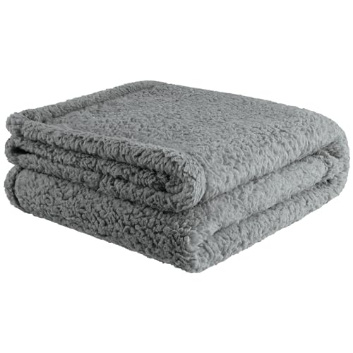 furrybaby Premium Fluffy Fleece Dog Blanket, Soft and Warm Pet Throw for Dogs & Cats Grey (Medium (80x100cm