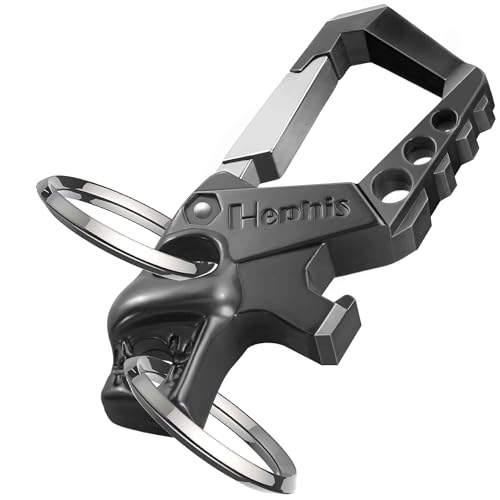 Hephis Heavy Duty Key Chain Bottle Opener,Carabiner Car Key Chains for Men and Women（Matte Black） - Click to Buy