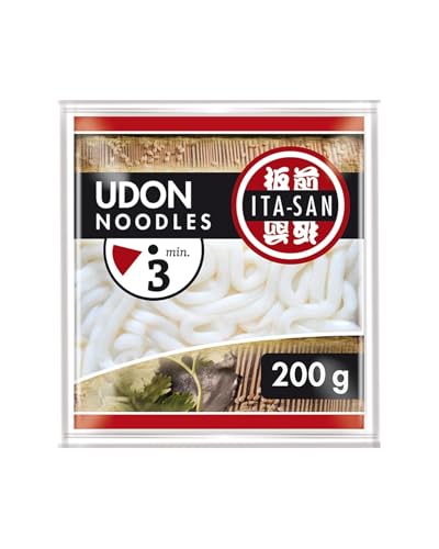 ITA-SAN Udon Nudeln, gekocht, schnelle und einfache Zubereitung, für Udon Nudelsuppe und weitere asiatische Gerichte, vegetarisch, 1 x 200 g - Click to Buy