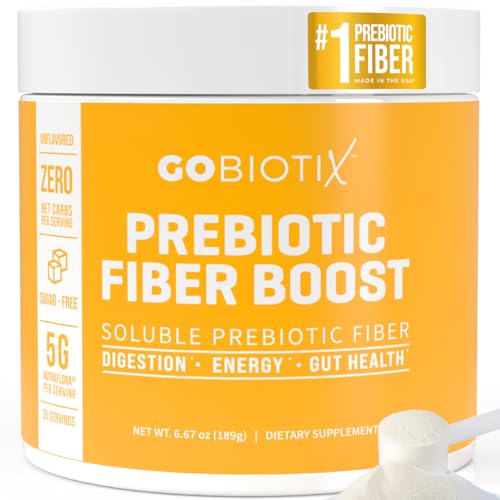 GOBIOTIX Prebiotic Fiber Supplement Powder for Digestive Health, Soluble Fiber for Gut Health, Gluten & Sugar Free, Keto, Vegan, 35 Servings (1 Pack) - Click to Buy