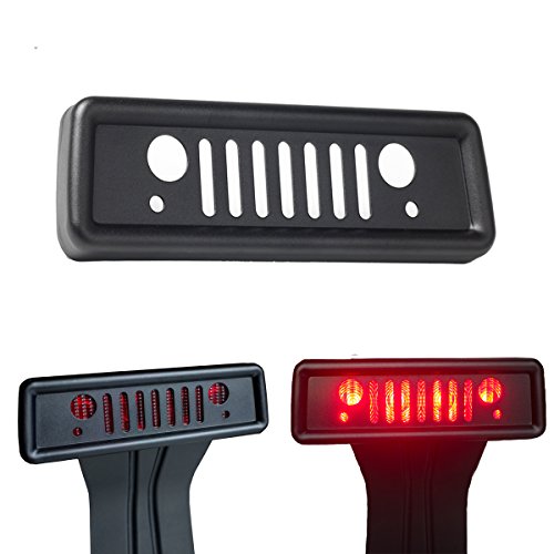 Airisland Brake Light Cover for Jeep Wrangler Third Tail Light Cover Rear Lamp Protector for 2007-2017 Jeep Wrangler JK and JKU Unlimited Accessories Durable Aluminum with Black Coating Finish V2.0 - Click to Buy