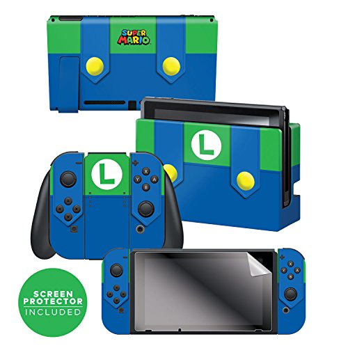 Controller Gear Nintendo Switch Skin & Screen Protector Set, Officially Licensed By Nintendo - Super Mario Evergreen "Luigi's Outfit" - Nintendo Switch