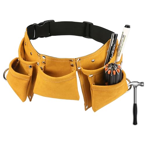 YITOOK Kids Tool Belt Adjustable Children's Carpentry Tool Candy Pouch Heavy Duty Child's Construction Tool Apron for Costumes Dress Up Role Play(Yellow) - Click to Buy