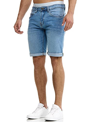Indicode Herren Caden Jeans Shorts mit 5 Taschen | Herrenshorts Used Look für Männer Blue Wash XL - Click to Buy