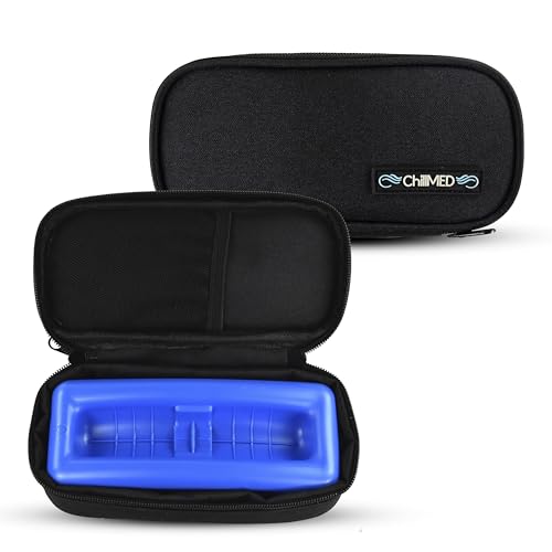 ChillMED Micro sac isotherme - Étui de transport pour fiole d'insuline diabétique avec poche de glace réfrigérante - Jusqu'à 12 heures de temps de refroidissement | Pour insuline et autres médicaments (Noir) - Click to Buy