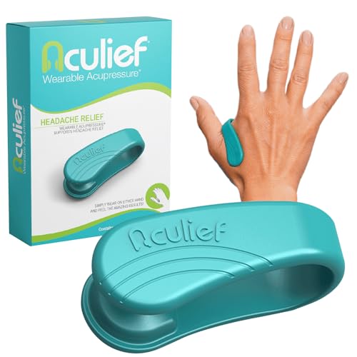 Aculief 1-Pack Wearable Natural Acupressure Support for Relaxation, Headache, Migraine, Stress Alleviation & Tension Relief, Soothes Muscle Pain Simple & Effective (Regular/Teal) - Click to Buy