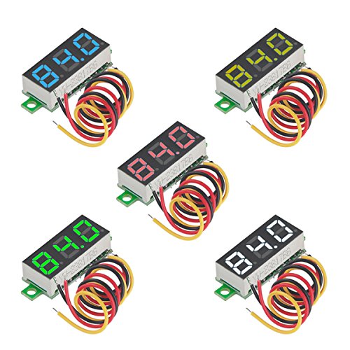 MakerFocus 5pcs Mini Digital Voltmeter DC 0.28 Inch Three-Line DC 0-100V Mini Digital Voltmeter Gauge Tester LED Display Reverse Polarity Protection and Accurate Pressure Measurement 5 Colours - Click to Buy